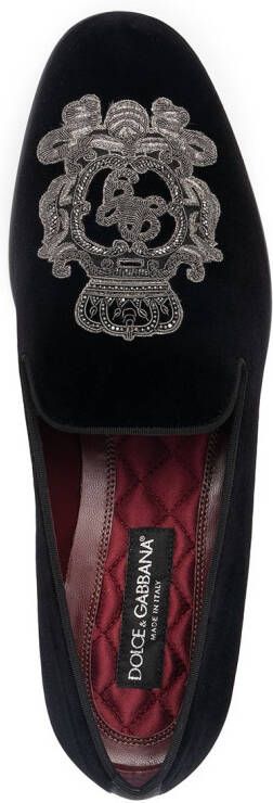 Dolce & Gabbana Leonardo embroidered slippers Black