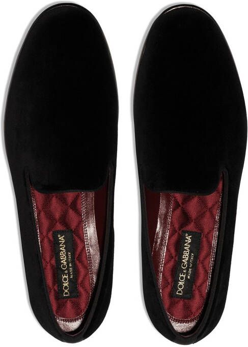 Dolce & Gabbana Leonardo velvet slippers Black