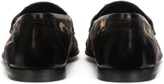 Dolce & Gabbana leopard print calf hair loafers Black
