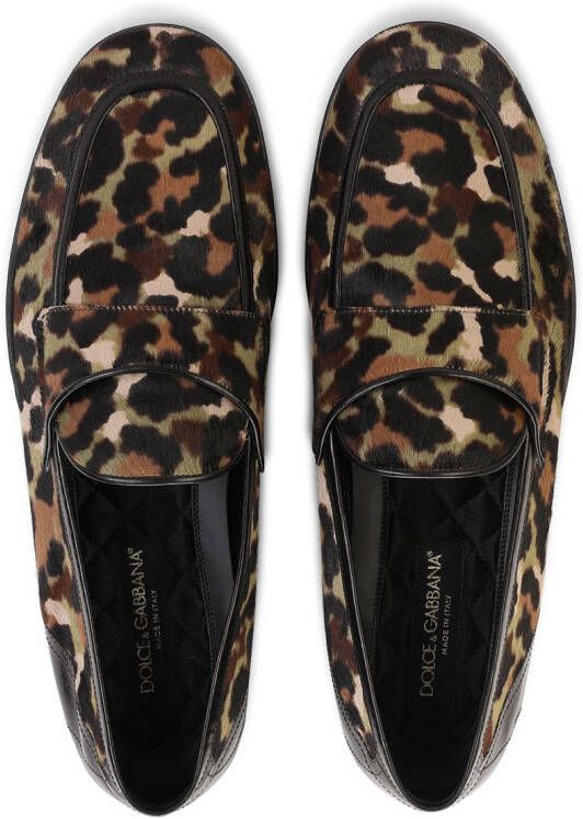 Dolce & Gabbana leopard print calf hair loafers Black
