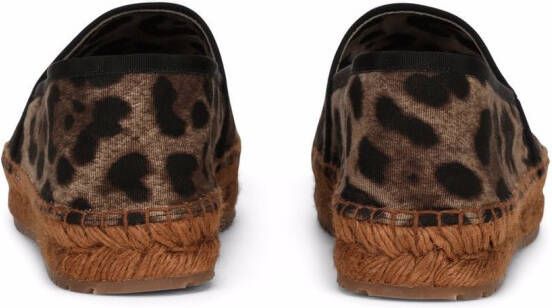 Dolce & Gabbana leopard-print logo-tag espadrilles Brown