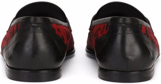 Dolce & Gabbana leopard-print logo-buckle loafers Red