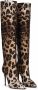 Dolce & Gabbana leopard-print jacquard knee-length boots Brown - Thumbnail 2