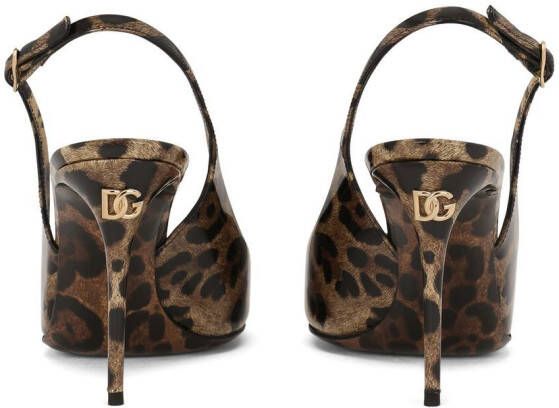Dolce & Gabbana KIM DOLCE&GABBANA leopard-print slingback pumps Brown