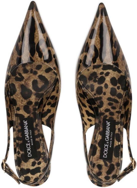 Dolce & Gabbana KIM DOLCE&GABBANA leopard-print slingback pumps Brown
