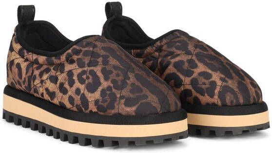 Dolce & Gabbana leopard-print slippers Brown