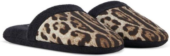 Dolce & Gabbana leopard-print terry slippers Black