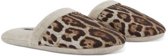 Dolce & Gabbana leopard-print terry slippers Neutrals