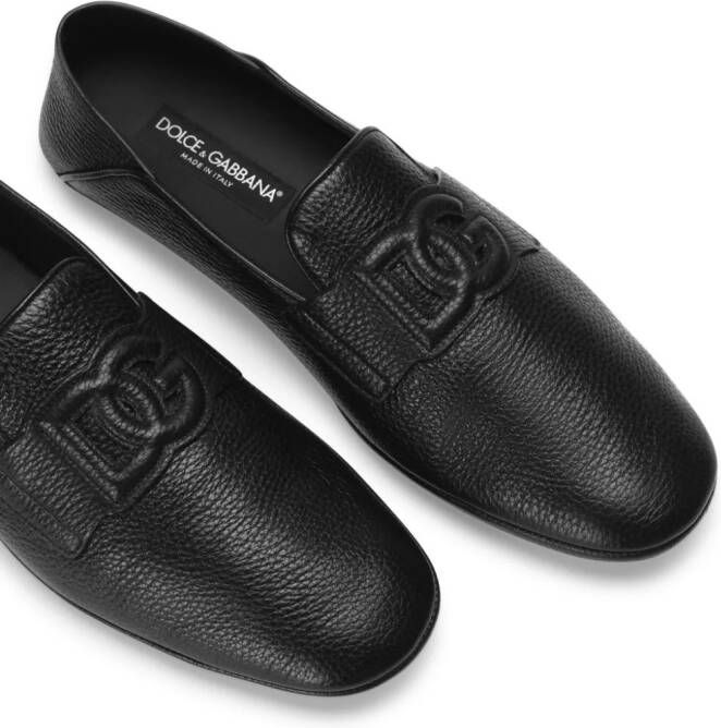 Dolce & Gabbana logo-appliqué leather loafers Black