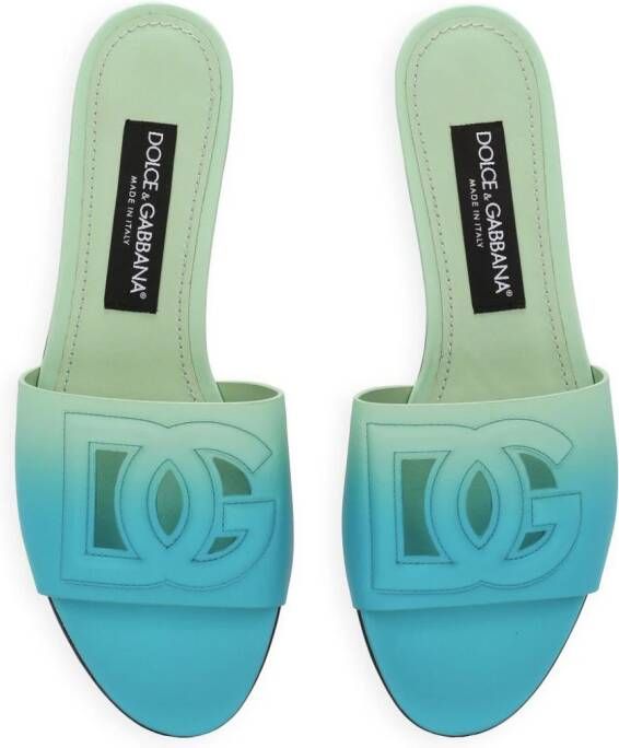 Dolce & Gabbana logo-appliqué ombré slippers Blue