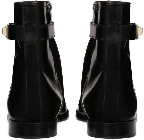 Dolce & Gabbana logo-appliqué leather ankle boots Black