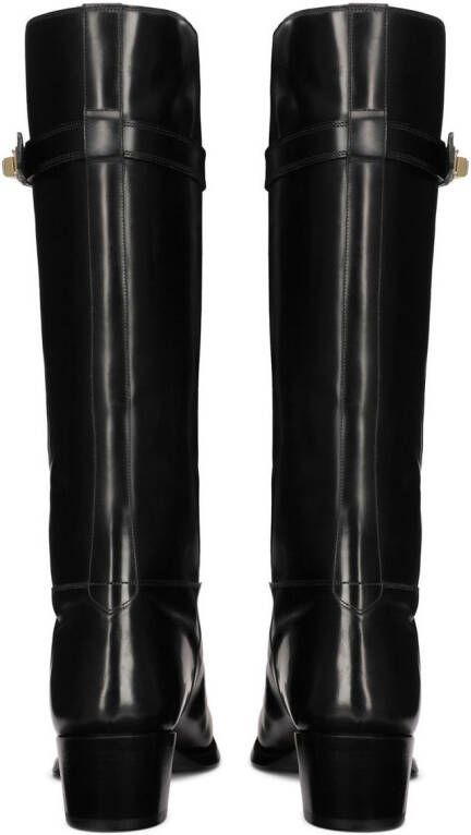 Dolce & Gabbana logo-appliqué knee-high leather boots Black