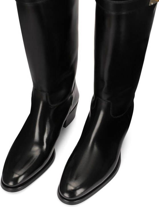Dolce & Gabbana logo-appliqué knee-high leather boots Black