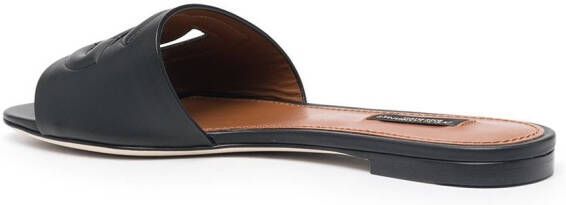 Dolce & Gabbana logo cut-out flat sandals Black