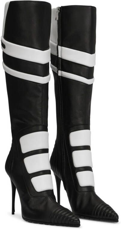 Dolce & Gabbana logo-detail leather knee-length boots Black