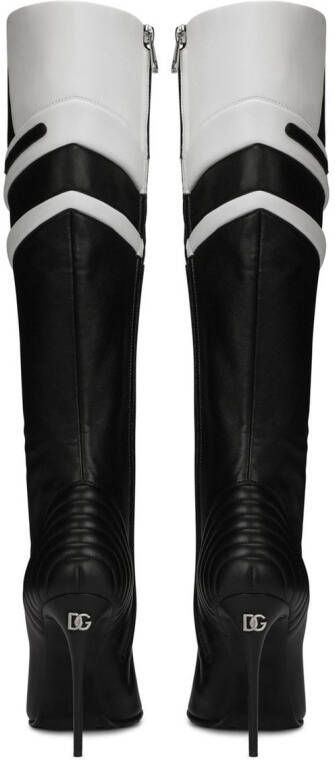Dolce & Gabbana logo-detail leather knee-length boots Black