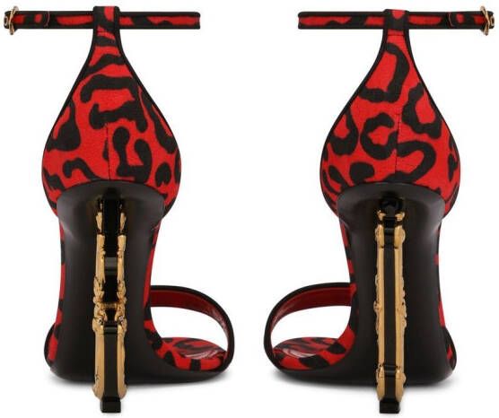 Dolce & Gabbana logo-detail leopard-print sandals Red