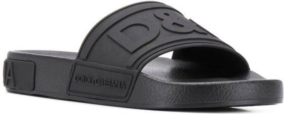 Dolce & Gabbana logo-embossed beachwear slides Black