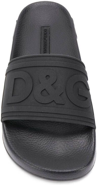 Dolce & Gabbana logo-embossed beachwear slides Black