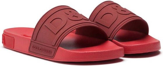 Dolce & Gabbana logo-embossed beachwear slides Red