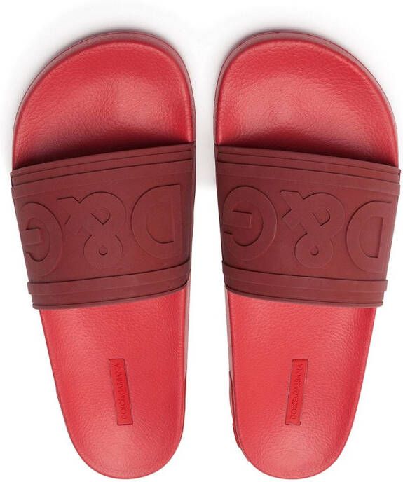 Dolce & Gabbana logo-embossed beachwear slides Red
