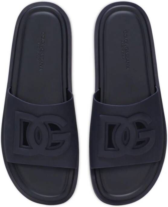 Dolce & Gabbana logo-embossed cut-out slides Blue