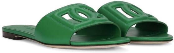 Dolce & Gabbana DG-logo leather sandals Green