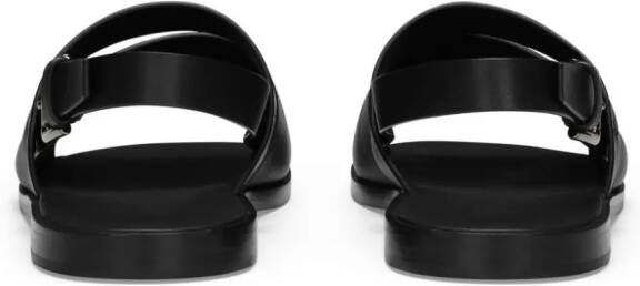 Dolce & Gabbana logo-embossed leather slides Black