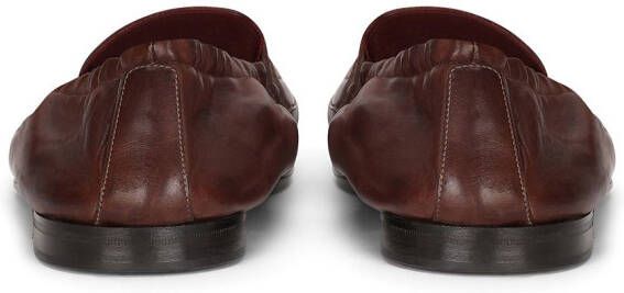 Dolce & Gabbana logo-embossed leather slippers Brown