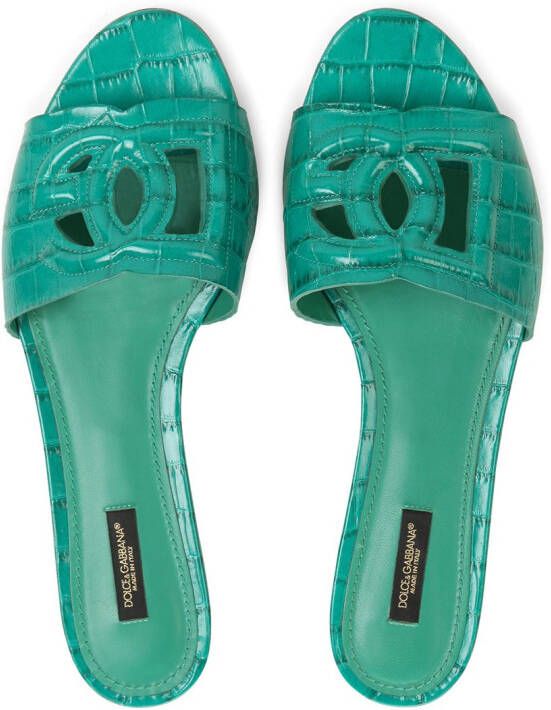 Dolce & Gabbana logo-embossed mule sandals Green