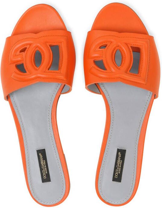 Dolce & Gabbana DG Millenials leather sandals Orange