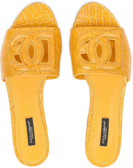 Dolce & Gabbana logo-embossed mule sandals Yellow