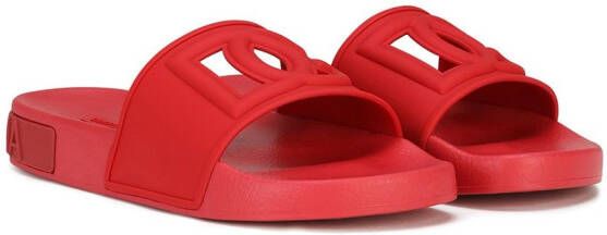 Dolce & Gabbana logo-embossed slides Red