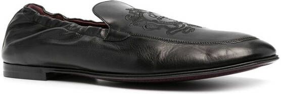 Dolce & Gabbana logo-embroidered leather loafers Black