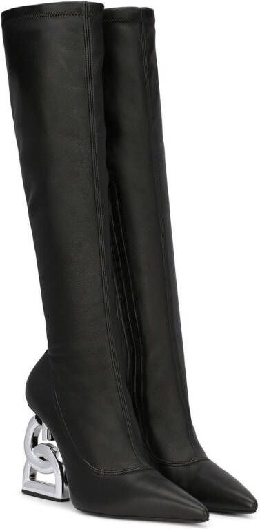 Dolce & Gabbana logo-heel knee-high boots Black