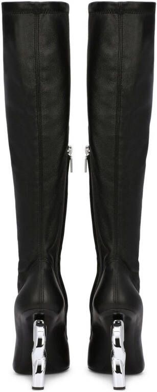Dolce & Gabbana logo-heel knee-high boots Black