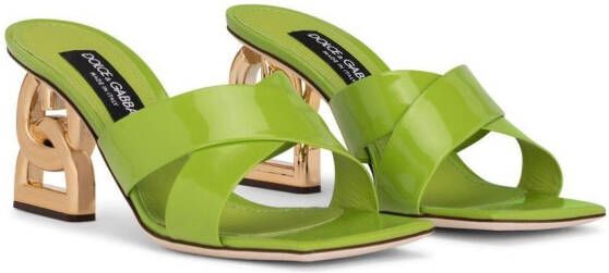 Dolce & Gabbana 3.5 75mm patent leather mules Green