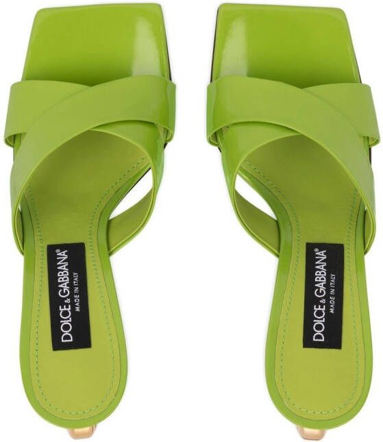 Dolce & Gabbana 3.5 75mm patent leather mules Green