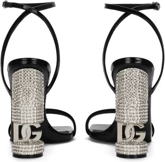 Dolce & Gabbana logo-lettering crystal-embellished sandals Black