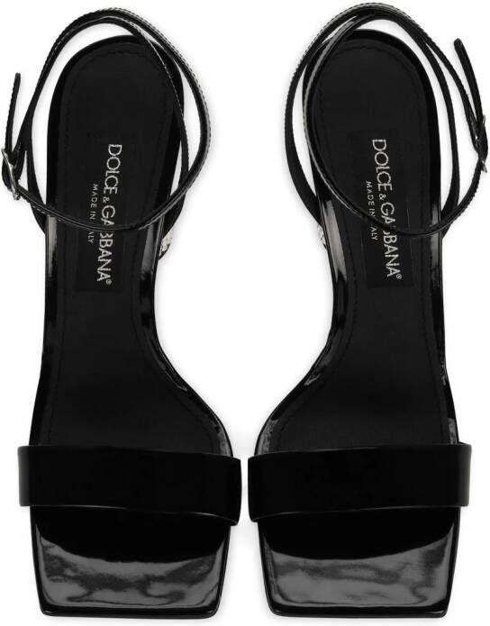 Dolce & Gabbana logo-lettering crystal-embellished sandals Black