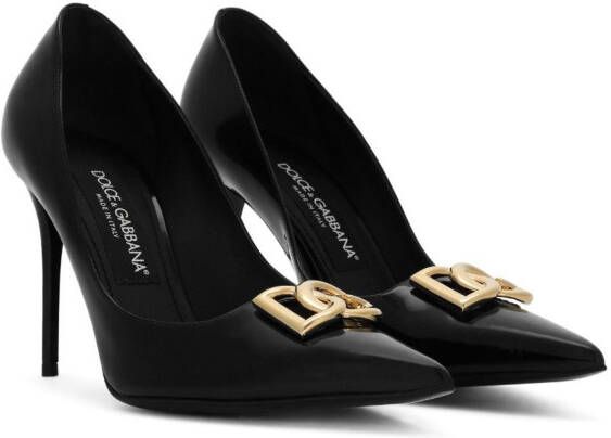 Dolce & Gabbana logo-lettering leather pumps Black