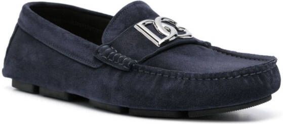 Dolce & Gabbana logo-lettering loafers Blue