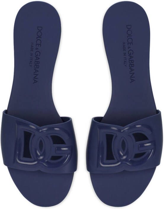 Dolce & Gabbana logo-lettering open-toe slides Blue
