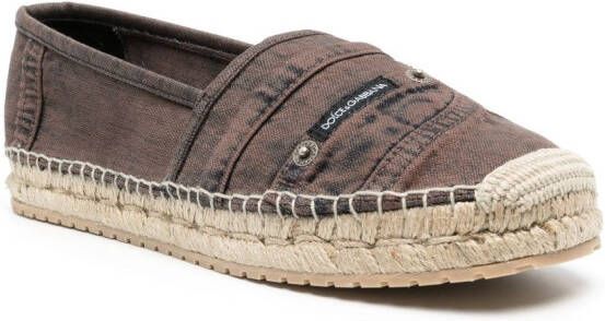 Dolce & Gabbana logo-patch denim espadrilles Brown