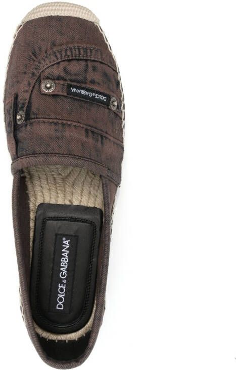 Dolce & Gabbana logo-patch denim espadrilles Brown