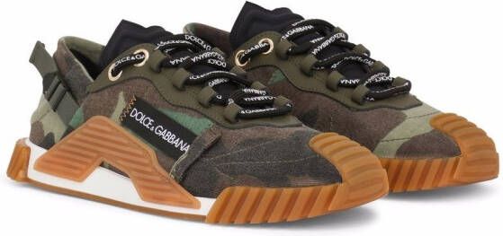 Dolce & Gabbana logo-patch lace-up sneakers Brown