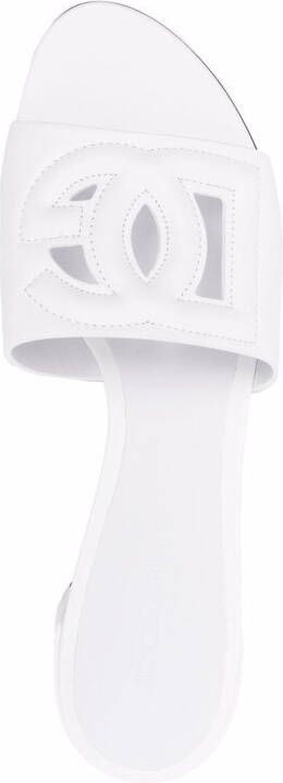 Dolce & Gabbana logo-patch open-toe mules White