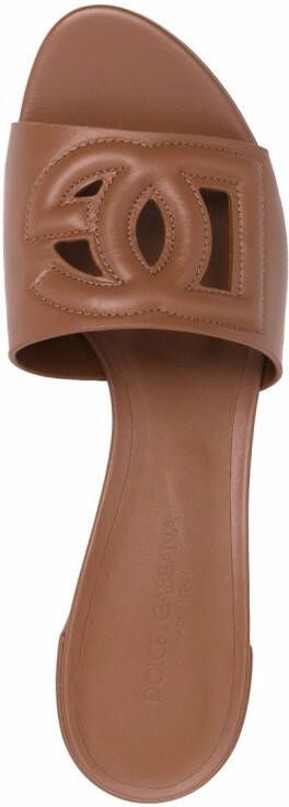 Dolce & Gabbana logo-patch open-toe sandals Brown
