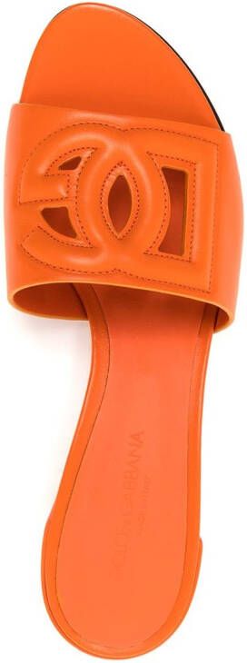 Dolce & Gabbana logo-patch open-toe sandals Orange
