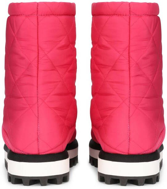 Dolce & Gabbana logo-patch padded boots Pink